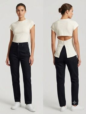 Cream Short Sleeve Back-Cutout Tee